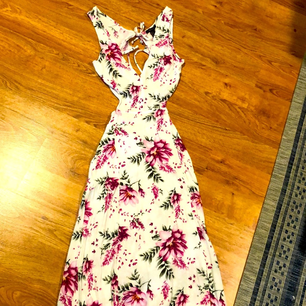 Floral backless cutout dress